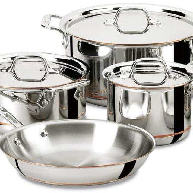 All-Clad 600822 SS Copper Core 5-Ply Bonded Dishwasher Safe Cookware Set, 10-Piece, Silver