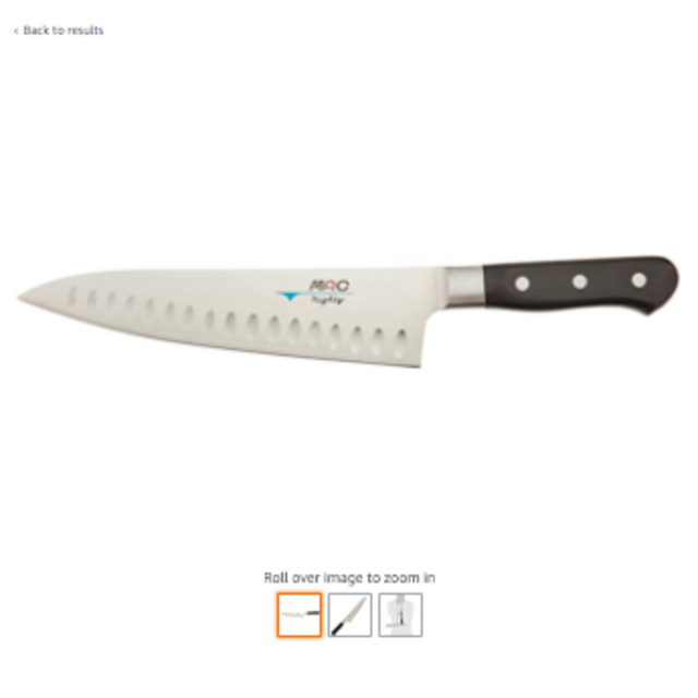 MAC MIGHTY Mac Professional Hollow Edge Chef's Knife, 8 Inch, Silver