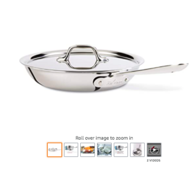 All-Clad D3 Fry Lid, 10 Inch Pan, Dishwasher Safe Stainless Steel Cookware, Silver, 10-Inch