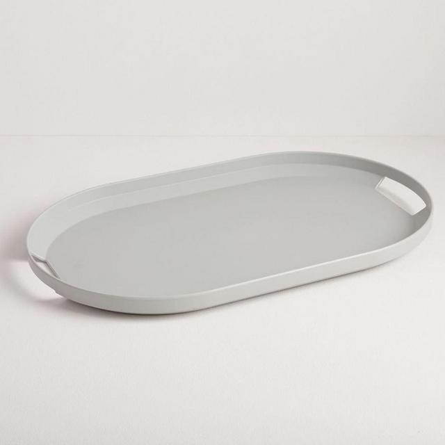 Modern Melamine Serving Trays in Pearl Gray