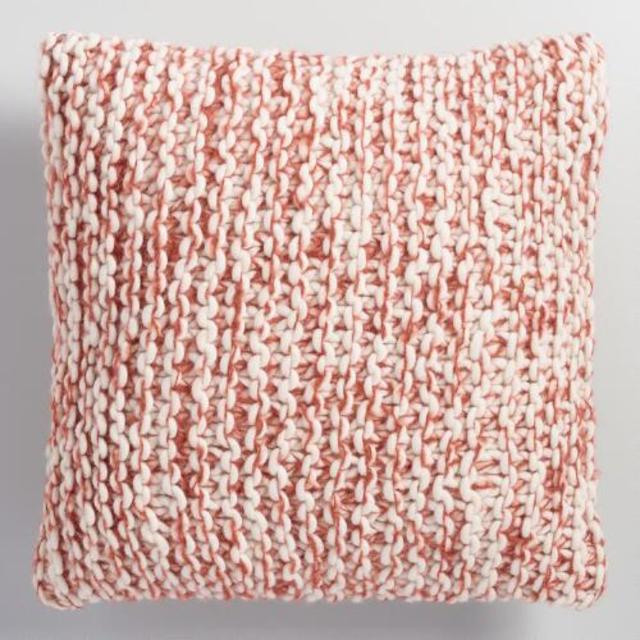 Rust and Ivory Chunky Knit Throw Pillow