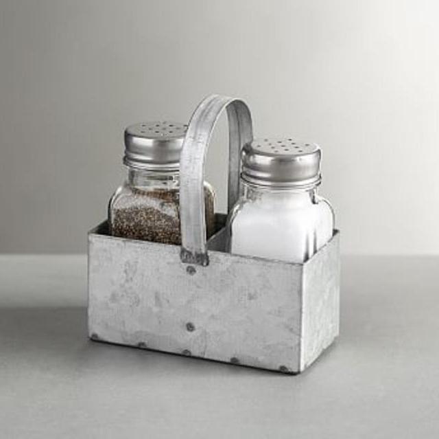 Galvanized Salt & Pepper Shakers