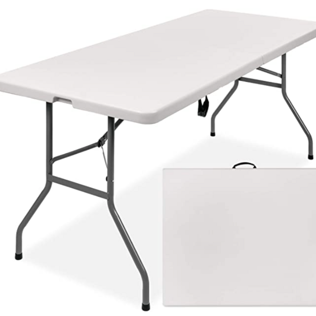 Best Choice Products 6ft Plastic Folding Table, Indoor Outdoor Heavy Duty Portable w/Handle, Lock for Picnic, Party, Camping - White
