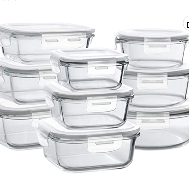 Bayco Glass Storage Containers with Lids, 9 Sets Glass Meal Prep Containers Airtight, Glass Food Storage Containers, Glass Containers for Food Storage with Lids - BPA-Free & Leak Proof