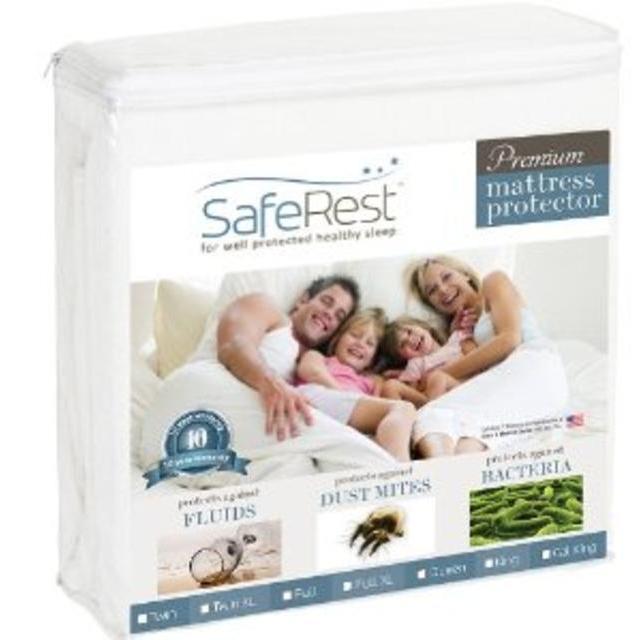 Queen Size SafeRest Premium Hypoallergenic Waterproof Mattress Protector - Vinyl Free