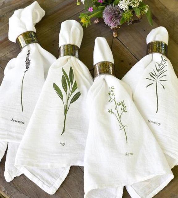 Garden Herbs Fabric Napkins, Set of 4