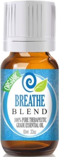 Breathe Essential Oil (Organic, 10ml) 100% Pure, Best Therapeutic Grade - (Peppermint, Rosemary, Lemon & Eucalyptus Blend - Comparable to Doterra Breathe, Young Living Raven, Eden's Exhale, Inhale, Respiratory and Sinus Relief - Breathe Easy / Easier)