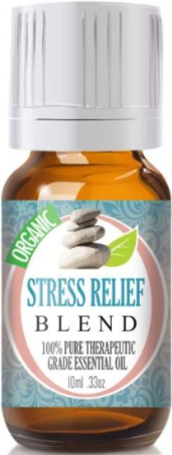 Stress Relief Blend (Organic) 100% Pure, Best Therapeutic Grade Essential Oil - 10ml (Bergamot, Patchouli, Blood Orange, Ylang Ylang & Grapefruit)