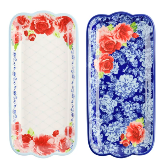 The Pioneer Woman Frontier Rose 14.17-Inch Serving Platters, 2-Pack