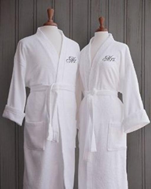 Luxor Linens Luxury Bath Robe - Egyptian Cotton Terry Cloth Robes with Couple's Embroidery