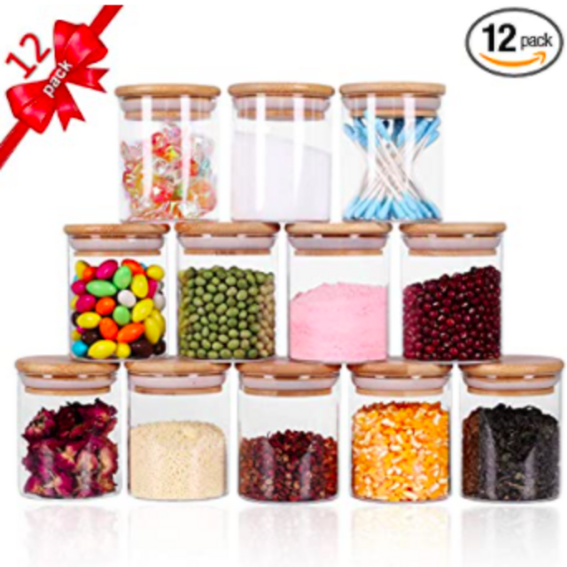 Tzerotone Glass Jars Set 6oz 12 Piece