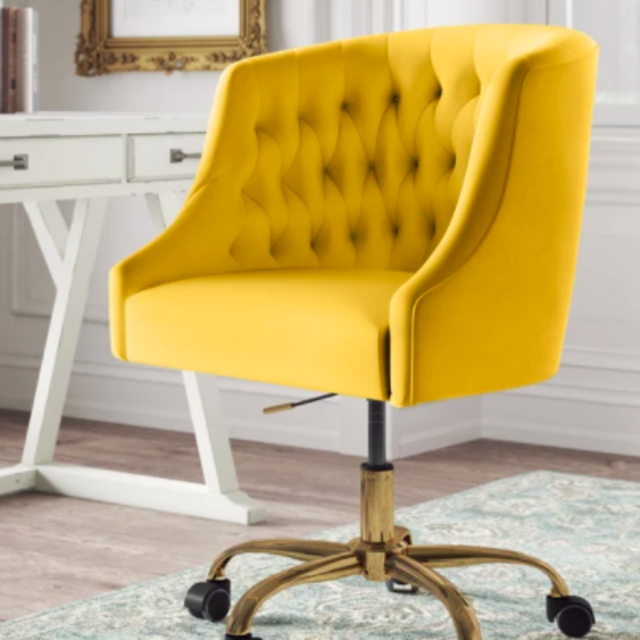 Louise Velvet Task Chair in Yellow