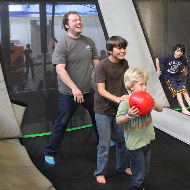 a tramp dodgeball rematch VS giant head kid