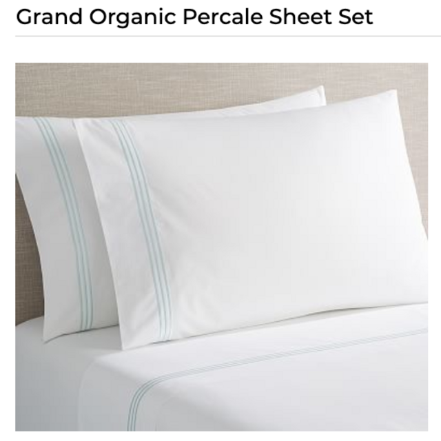 Grand Organic Percale King Sheet Set Sea Glass Blue