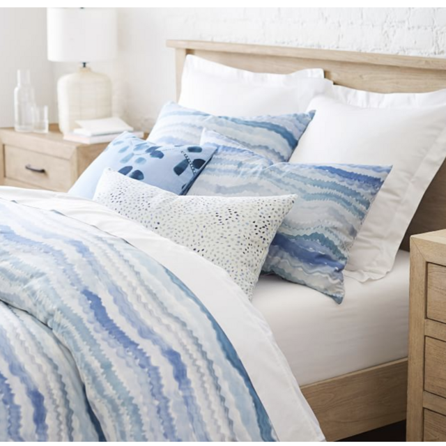 Rebecca Atwood Surf Reversible Organic Percale Queen Duvet Cover