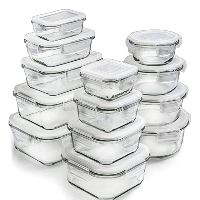 Glass Storage Containers with Lids (13-Pack) - Glass Food Storage Containers Airtight - Glass Containers with Lids - Glass Meal Prep Containers Glass Food Containers by Prep Naturals