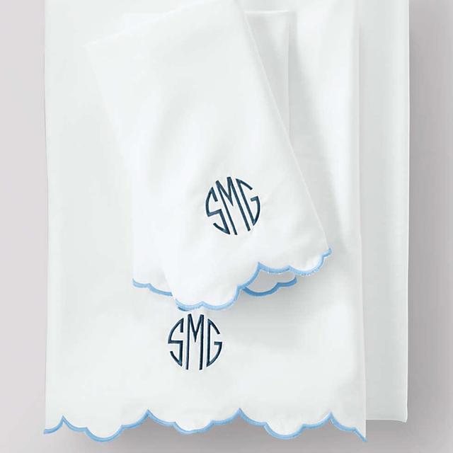 Supima Cotton No Iron Sateen Scallop Sheets - 400 Thread Count, Full Size