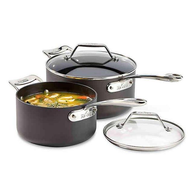 All-Clad Essentials Nonstick Saucepan set, 4-Piece, Grey