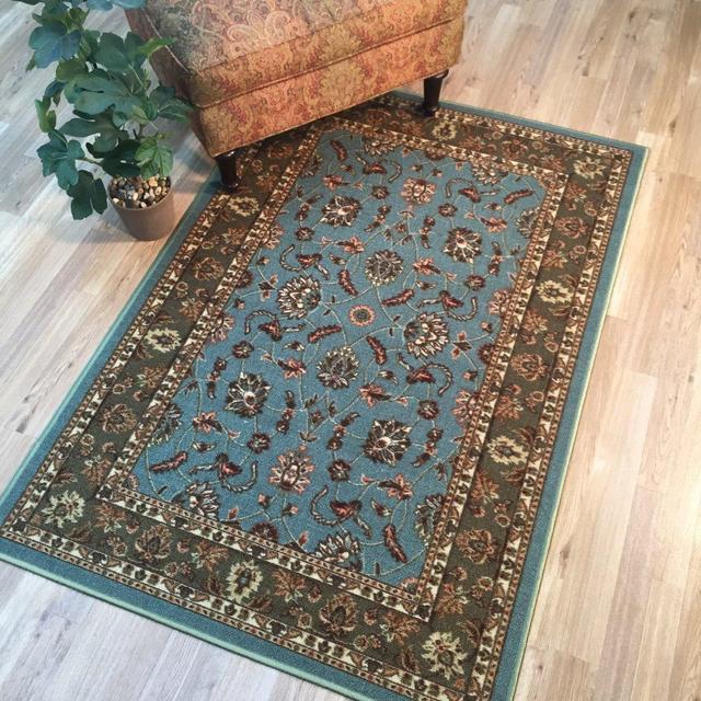 Maxy Home Hamam Traditional Multicolor 3 ft. 3 in. x 5 ft. Rubber Backed Area Rug - Ocean Blue