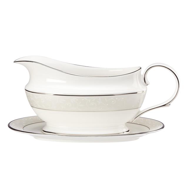 Lenox Opal Innocence Sauce Boat and Stand, White