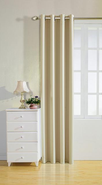 Linkedin Store Blackout Solid Pattern Drape, Room Darkening, Grommet Top, Single Panel 52 by 63 inch - Beige