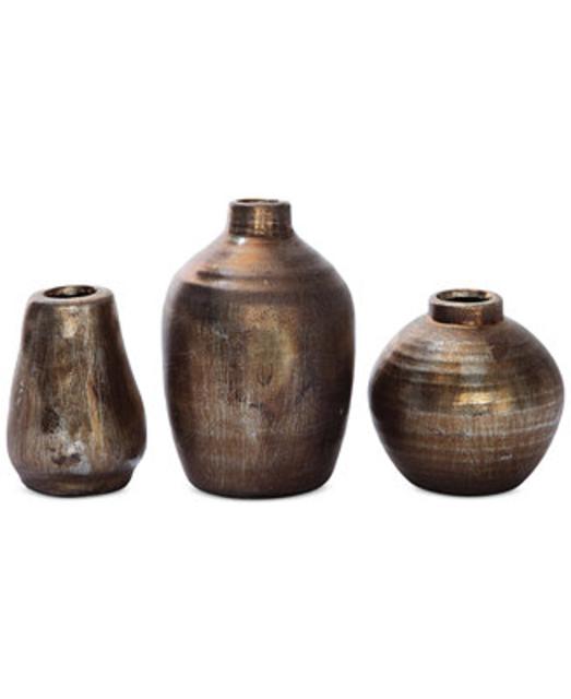 3 pc metallic vase set