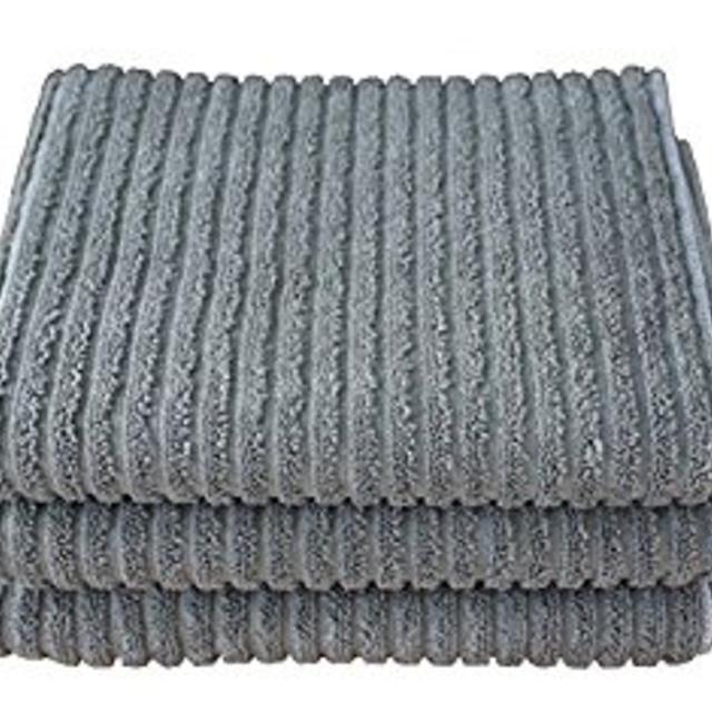 Gryeer Bamboo and Microfiber Kitchen Dish Towels - Super Absorbent, Large and Thick (3 pack, 20x30 Inch) - One Side Ribbed One Side Smooth Kitchen Hand Towels