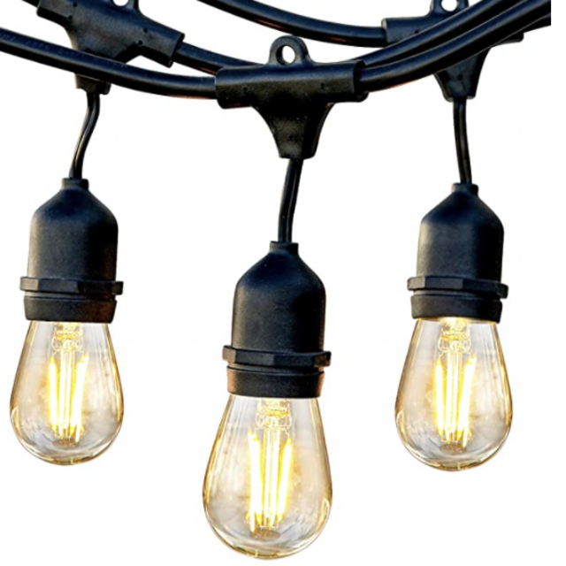 Brightech Ambience Pro - Waterproof LED Outdoor String Lights - Hanging, Dimmable 2W Vintage Edison Bulbs - 48 Ft Commercial Grade Patio Lights Create Cafe Ambience in Your Backyard