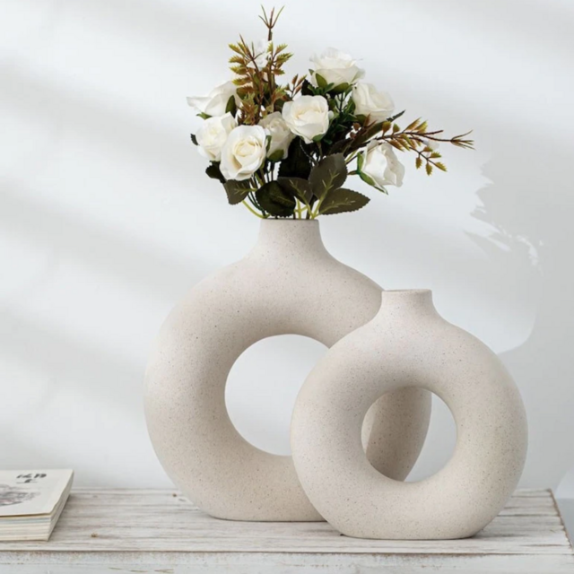 Nordic Resin Donut Vase, Circular Hollow Minimalist Vase