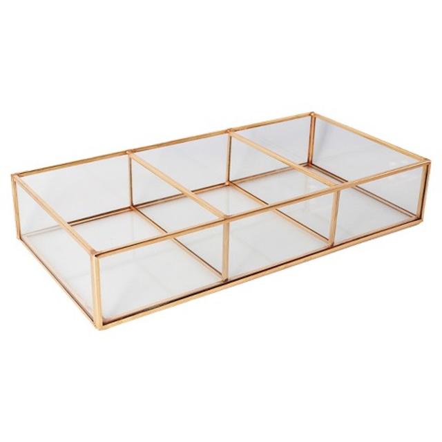 Threshold™ Glass and Metal 3 Compartment Vanity Tray product details page
