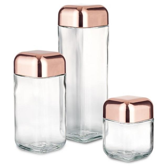 Artland, Set of 3 Metrix Square Storage with Copper Lid Storage Containers product details page