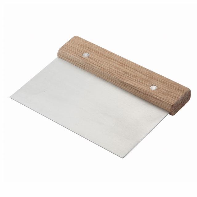 Winware Stainless Steel Dough Scraper with Wood Handle