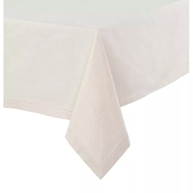 Solid Hemstitch Rectangular Tablecloth in White