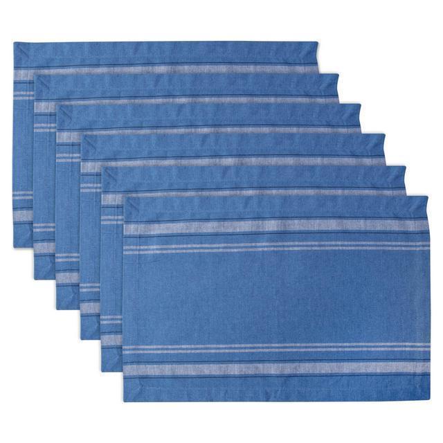 DII Blue Chambray French Stripe Placemat Set of 6