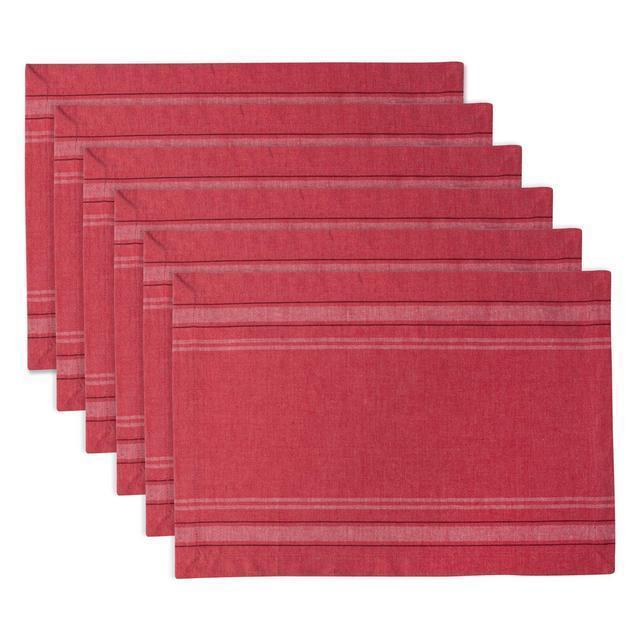 DII Red Chambray French Stripe Placemat Set of 6
