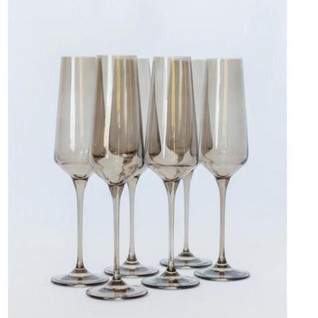 Estelle Colored Champagne Flute - Set of 6 {Gray Smoke}