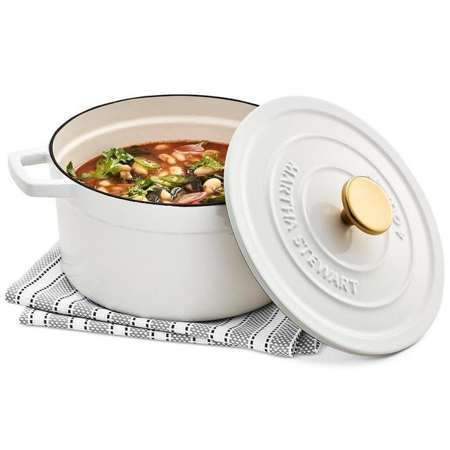 White Enameled Cast Iron 2-Qt. Round Covered Dutch Oven, Created for Macy's