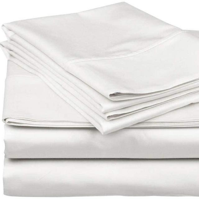 600-Thread-Count Best 100% Egyptian Cotton Sheets & Pillowcases Set - 4 Pc White Long-Staple Combed Cotton Bedding Twin Sheet for Bed, Fits Mattress Upto 18'' Deep Pocket, Soft & Silky Sateen Weave