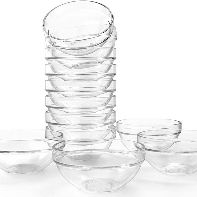 Lawei Set of 12 Glass Bowls - 3.5 inch Mini Prep Bowls Serving Bowls Glass Salad Bowl for Kitchen Prep, Dessert, Dips, Candy Dishes