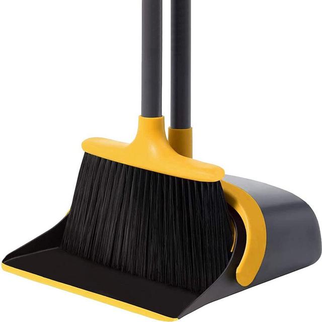 Broom and Dustpan Set Dustpan and Broom with Long Handle Upright Stand Up Dustpan Broom Combo for Lobby Office Home Room Kitchen Floor Use