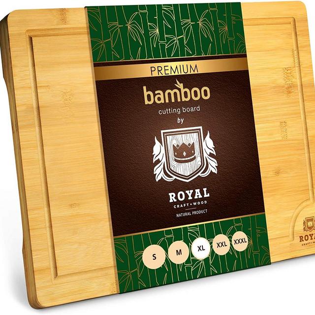 Extra Large Organic Bamboo Cutting Board with Juice Groove - Kitchen Chopping Board for Meat (Butcher Block) Cheese and Vegetables (XL 18 x 12")