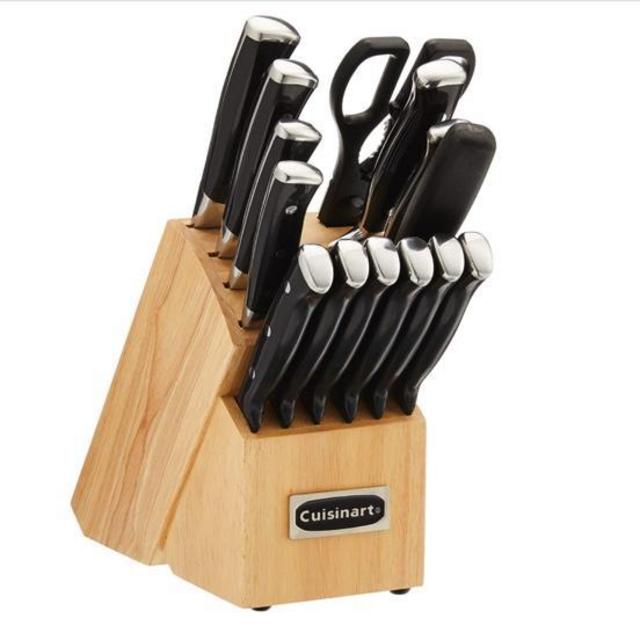 Cuisinart C77BTR-15P Triple Rivet Collection 15-Piece Cutlery Block Set, Black