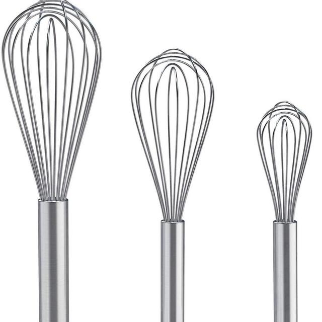Whisks for Cooking, 3 Pack Stainless Steel Whisk for Blending, Whisking, Beating and Stirring, Enhanced Version Balloon Wire Whisk Set, 8"+10"+12"