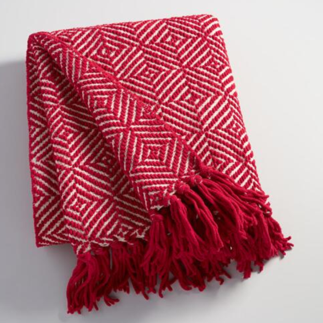 Red Geo Chenille Throw