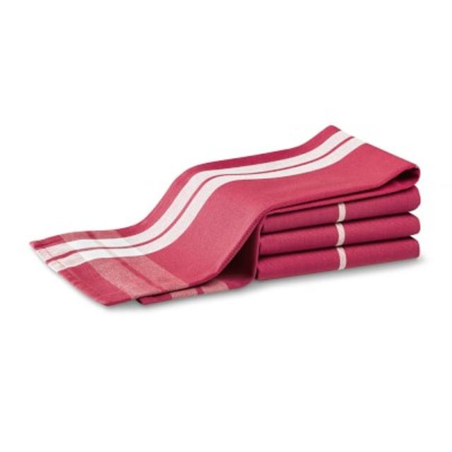Plainweave Windowpane Towels, Set of 4, Claret