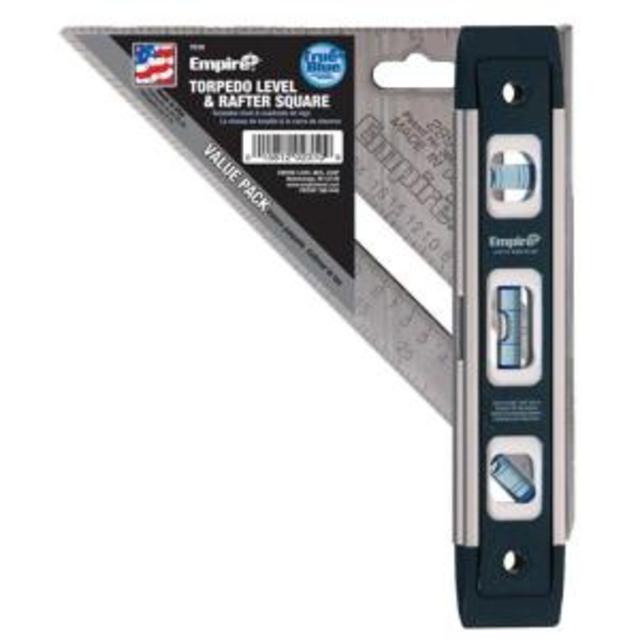 9 in. Torpedo Level and 7 in. Aluminum Rafter Square Combo