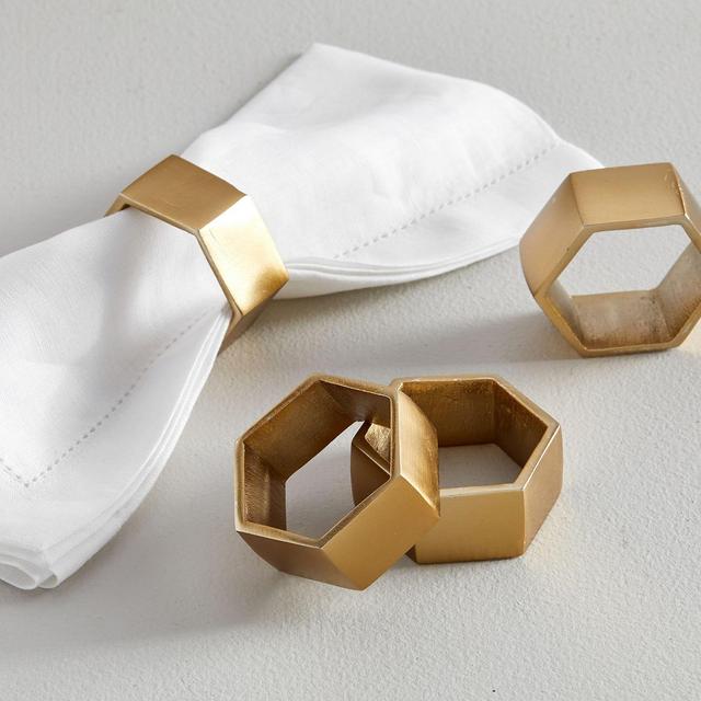 Bleecker Geo Metal Napkin Rings - Set of 4