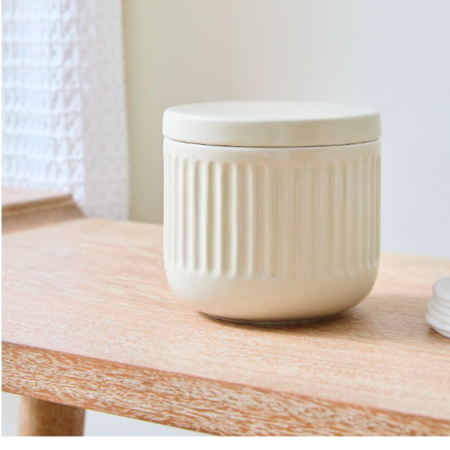 Carved Ceramics Bath Canister with Lid