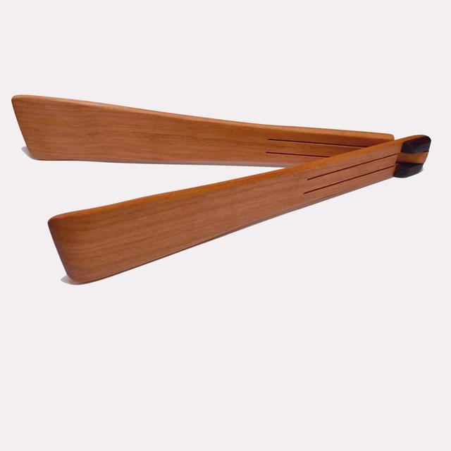 Inside-out wooden tongs