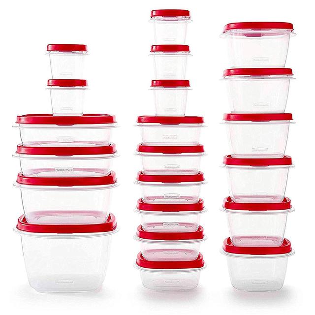 Rubbermaid 2063704 Easy Find Vented Lids Food Storage Container, 42pc New, Racer Red